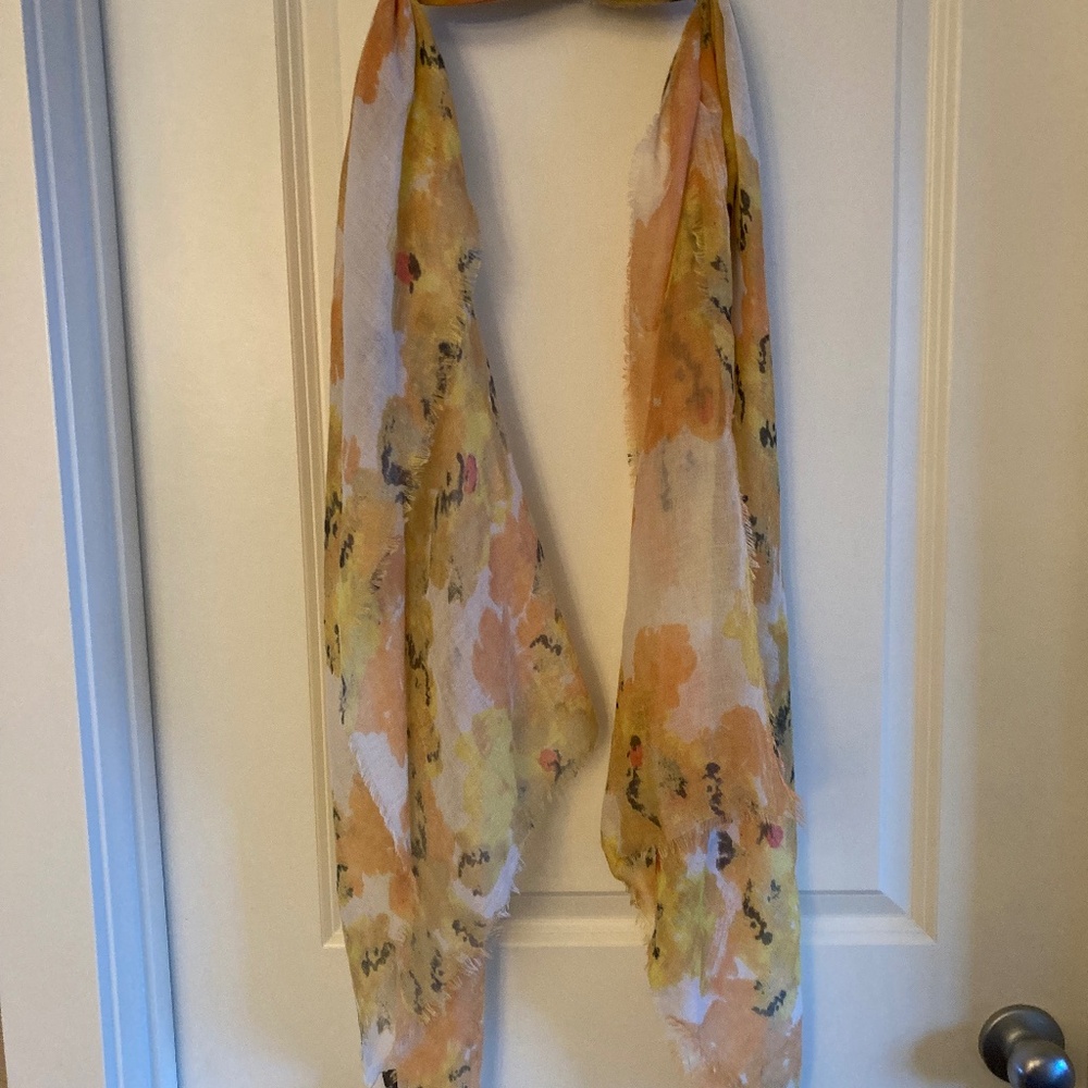 Feminine Suzy Shier Spring Scarf with lovely pastel yellows, pinks, white